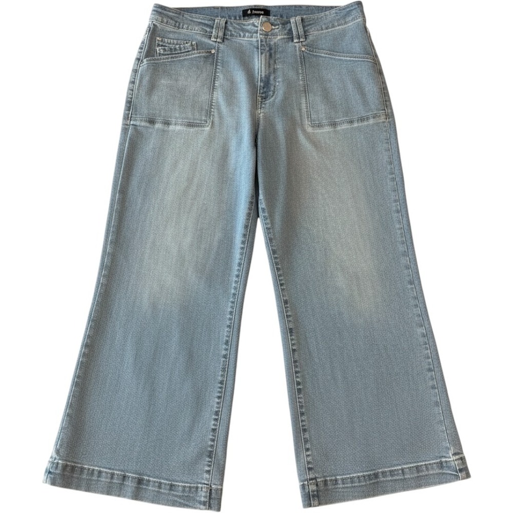 d.Jeans High Rise Patch Pocket Wide Leg Cropped Jean Women's 12 Light Wash